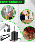 Scope of application for All In One 12V 24V DC Geared Motor Kit With Speed Controller 3500 7000 RPM for DIY projects