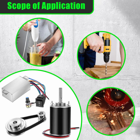 Scope of application for All In One 12V 24V DC Geared Motor Kit With Speed Controller 3500 7000 RPM for DIY projects