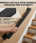 Heavy Duty Carbon Steel Wall Mounted Stair Railing With Super Grippy Non Slip Handrail for safe ascent on textured surface.