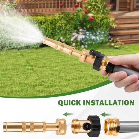 Solid Brass Garden Hose Shut Off Valve Three Quarter Inch Connector Heavy Duty Water Hose Stopper With Easy Turn Handle Two Pack Includes Four Extra Rubber Washers For Leak Free Control on garden hose