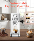 Score That Cafe Style Shot At Home With A 20 Bar Espresso Machine Boasting A Built In Steam Wand and Milk Frother for Silky Lattes, brewing espresso.
