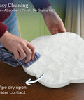 Genuine White Capiz Shell Rotating Lazy Susan Serving Tray For Dining Tables Features Scalloped Design, easy cleaning process demonstrated.