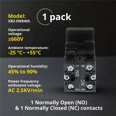 Image of Double Head Push Button With Signal Lamp, model XB2-EW8465, for On Off Start Stop Control, 660V operational voltage