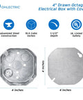 Four Inch Octagon Electrical Box Kit With Blank Covers Ten Pack For Wall Or Ceiling Wiring, 4 inch galvanized steel box and cover