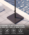 Outdoor Umbrella Base 42Lbs With Stainless Steel Tube, Heavy Duty Cement-Filled Square Metal Stand by a pool