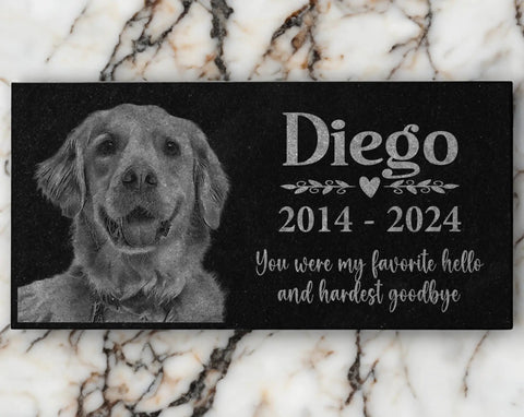 Personalized Pet Memorial Stone With Photo For Dogs And Cats Custom Headstone And Garden Marker With Image For Remembrance Engraved Puppy And Kitten Memorial Plaque For Cremation
