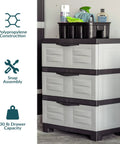 Space Saving 3 Tier Resin Storage Cabinet With Drawers For Garage Office Home And Laundry Room Gray With Charcoal Trim Fully Assembled