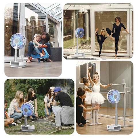 20000mAh Portable Fan With Battery, 8 Inch Oscillating Fan in various settings, indoor and outdoor use, camping and dance studio