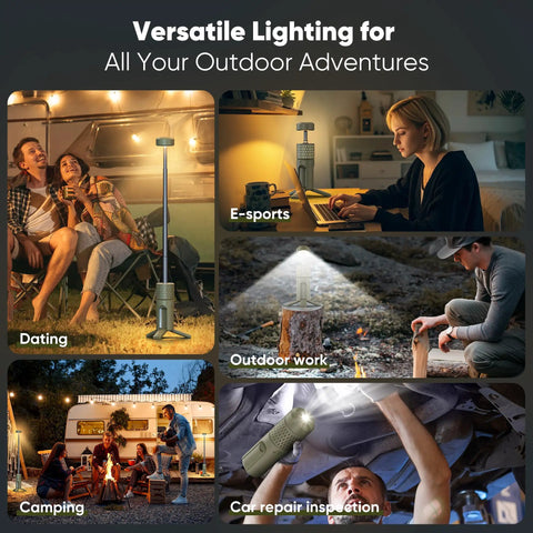 Rechargeable 12000mAh Collapsible Camping Lantern used for dating, e-sports, outdoor work, camping, and car repair inspection