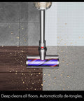 Cordless Vacuum With Motorbar Cleaner Head For Hardwood Floors And Carpets, Detangles Hair, Converts To Handheld, 100AW Suction