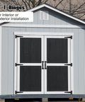 Shed with Six Pack Six Inch T Strap Gate Hinges Heavy Duty Gate Hardware Kit For Wooden Fence Rustproof Door Hinges and Pulls