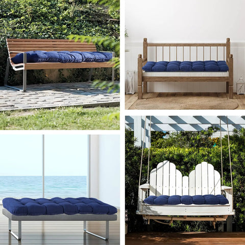 Outdoor Bench Cushion 48 By 18 By 5 Inch Waterproof Tufted Seat Pad For Patio Porch Swing Sofa And Indoor Furniture Fade Resistant Navy Blue Weatherproof Cushion For All Weather Lounging