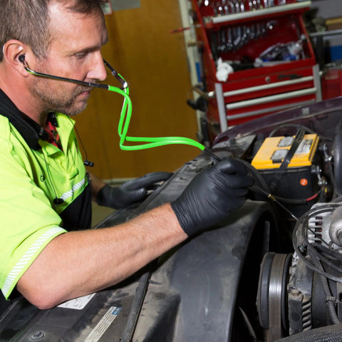 Mechanic uses Engine Noise Diagnostic Stethoscope For Cars And Trucks, Universal Fit Auto Tool For Mechanics And DIY Enthusiasts