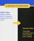 Replacement Filter For 211 Plus Air Cleaner Purifier Two Pack With True HEPA And Activated Carbon Foldable Filter Design diagram