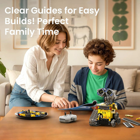 Rad Robot Building Kit With Remote Control For Kids Aged 8 To 14 473 Piece STEM Toy That Sparks Creativity Learning And Hands On Engineering Perfect Gift For Curious Minds And Future Builders, mother and child building robot
