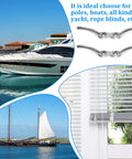 Heavy Duty 4 Inch Stainless Steel Rope Cleat With Mounting Screws For Decks Docks Boats And Kayaks Marine Hardware 316 Stainless Saltwater Ready Durable Dock Cleat For Marine Use And Nautical Decor in a collage with marina views.