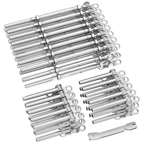 Adjustable 3/16 Inch Cable Railing Kit For 2x2 And 4x4 Wood Posts Stainless Steel Hardware Swage Toggle Turnbuckle End Multi Angle