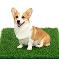 All Weather Artificial Turf For Dogs And Indoor Potty Training Replacement Grass Rug For Patio Balcony Lawn Weatherproof Dog Pad With Drainage Holes Easy To Clean 18x28 Inch Multiuse Indoor Outdoor Mat with dog sitting