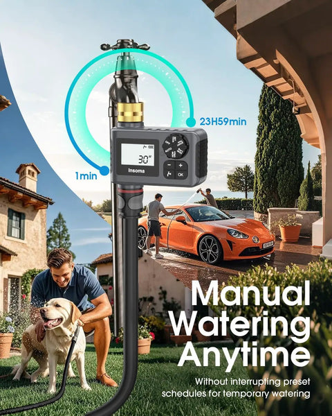 Heavy Duty Brass Water Timer For Outdoor Garden Hose With Rain Delay And Manual Mode Automatic Drip Irrigation Controller