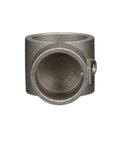 Heavy Duty Brushed Aluminum End Cross Brace Fitting Locks Down 1-1/2 Inch Legs And Nails 1-1/4 Inch Cross Braces, front view.