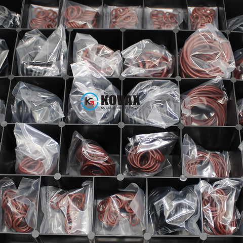 Heavy Duty Hydraulic O Ring Seal Kit 2701528 for excavators in storage box with elastomer rings and compartments