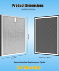 Dimensions of 4 Pack Replacement Filters For MA Series 25 Air Purifier B1 S1 W1, showing HEPA filter size and thickness.
