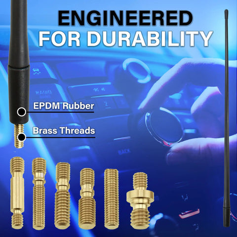 13 Inch All Terrain Flexible Rubber Antenna With Spring Steel Internal Core For Cars And Trucks, AM FM Radio Reception
