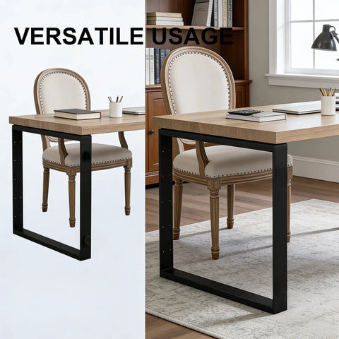 Heavy Duty Steel Table Legs Set Of Two, Rock Solid Black Metal Stand With Adjustable Leveling Feet for a desk, 28 inch tall.