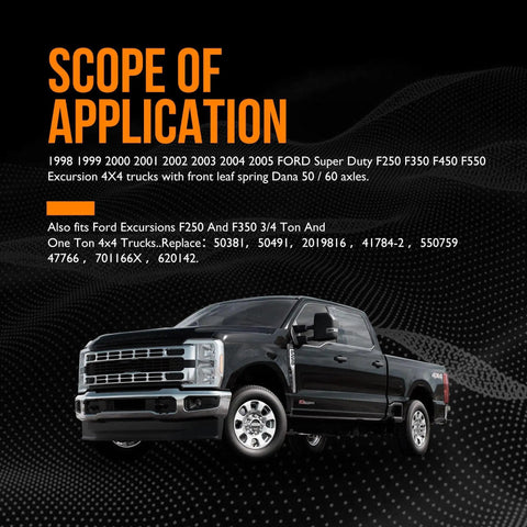 Black Ford Super Duty truck for Beefed Up Outer Axle Knuckle Tube Seal Kit With Inner Seal Snap Ring Needle Bearing And Thrust Washer