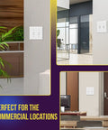 Two-Gang Toggle Wall Plate With Gloss White Finish No-Fuss Double Switch Cover, Heavy-Duty Polycarbonate, in office setting
