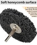 Durable 4 Inch Abrasive Strip Wheels With 6MM Shank For Drill Bit, soft honeycomb surface for efficient scraping and cleaning.
