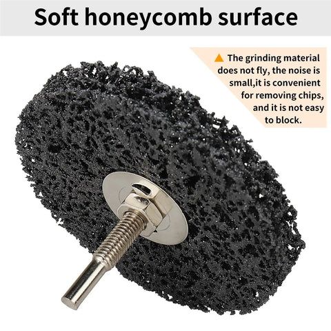 Durable 4 Inch Abrasive Strip Wheels With 6MM Shank For Drill Bit, soft honeycomb surface for efficient scraping and cleaning.