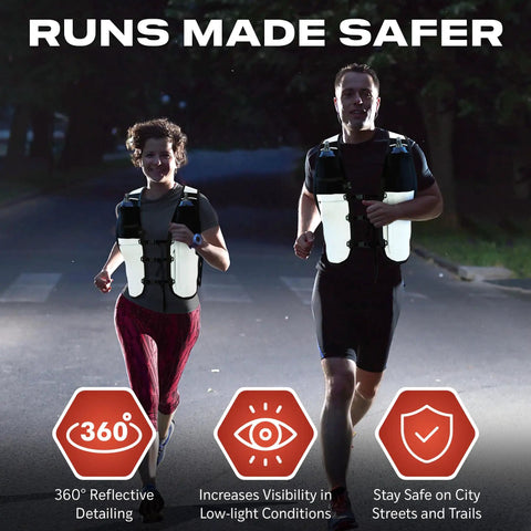Trail Running Hydration Vest For Men And Women With 2 Water Bottles Bladder Pocket Ice Packs Reflective Gear at night
