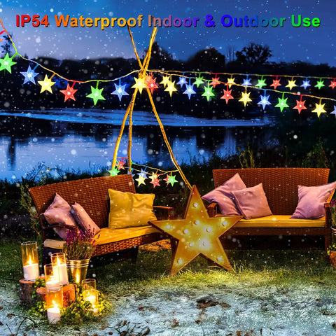 Star Shaped String Lights Battery Powered 13ft 40LED Fairy Lights With Timer In Multicolor For Kids Bedroom Decor Christmas Wedding Party 8 Lighting Modes Gift