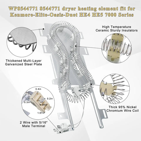 Dryer Heating Element Kit For Maytag Bravos XL Whirlpool Duet Kenmore Elite HE4 HE5 Electric Dryers With 3392519 view