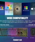 Wireless Gaming Keyboard And Mouse Combo With LED Backlit Rechargeable 3800mAh Battery Mechanical Feel Anti-Ghosting Keyboard