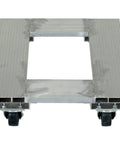 Front view of Aluminum Channel Dolly With Hard Rubber Casters, 900 lb Capacity, 24 Inch Length, 18 Inch Width, 6 Inch Deck Height