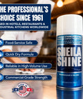 Stainless Steel Cleaner and Polish 10oz on kitchen counter with product highlights: food-service safe, quick dry formula, USA made