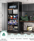 Heavy Duty 73 Inch Metal Storage Cabinet On Wheels With Locking Doors And Four Adjustable Shelves, Durable Steel Garage Cabinet
