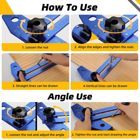 How to use the Badass Quick Slide Aluminum T Square Measuring Tool With Built In Protractor Dial for accurate woodworking layouts.