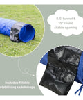 Dog Agility Tunnel For Training And Fun, 78.7 Inch Long And 15.7 Inch Diameter, with stable opening and stabilizing saddlebags