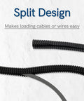 30 Feet Flame Retardant Split Wire Loom Tubing One Quarter Inch Inner Diameter Black Cable Sleeve Protectors with split design