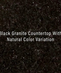 Black granite top of Slick Granite Top Rolling Kitchen Island Cart With Solid Mahogany Frame And Vintage Brass Pulls.