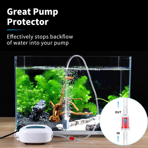 Pro Grade 25 Ft Three Sixteenth Inch Aquarium Air Hose Kit With Connectors Check Valve Control Valve Adapters installed in fish tank