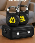 Two 44 lbs kettlebells on Fireproof Waterproof Document Safe Box With Lock For Important Docs And Passports, Cash And Certificates