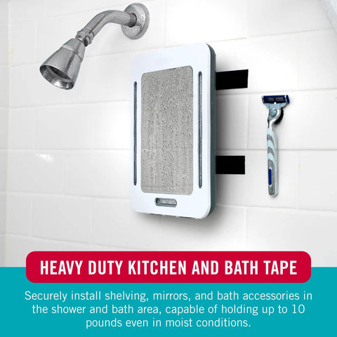 Heavy Duty Moisture Resistant Mounting Tape White 10 Foot Roll Ultra Strong Peel And Stick Adhesive for secure shower storage.