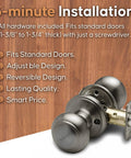 Interior Door Knob Passage Handle For Bedrooms And Bathrooms And Closets, Reversible, Heavy Duty Non Locking Door Hardware