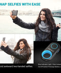 Woman using Bluetooth Wireless Camera Shutter Remote For iPhone iPad Android And Tablets Dope Selfie Button Clicker by water.