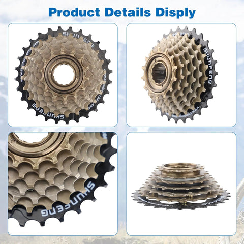 4 views of 7 Speed Threaded Freewheel 14T 16T 18T 20T 22T 24T 28T Screw On For MTB And Cruiser Bikes, steel gear set details