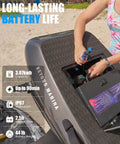 Person inserting battery into 8000W Electric Efoil Surfboard With Wireless Remote High Speed Hydrofoil Board For Adults Supports Up To 286 Lbs Rechargeable Battery Easy Launch Fly Above Water At Gnarly Speeds
